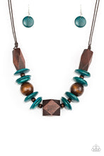 Load image into Gallery viewer, Pacific Paradise - Blue Wooden Necklace