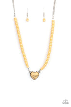 Load image into Gallery viewer, Country Sweetheart - Yellow Crackle Heart Necklace Paparazzi