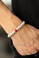 ZEN Second Rule - Red & White Stretchy Bracelet Paparazzi