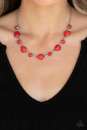 Heavenly Teardrops - Red Crackle Necklace Paparazzi