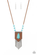 Load image into Gallery viewer, Enchantingly Tribal - Blue Crackle Leather Necklace Paparazzi