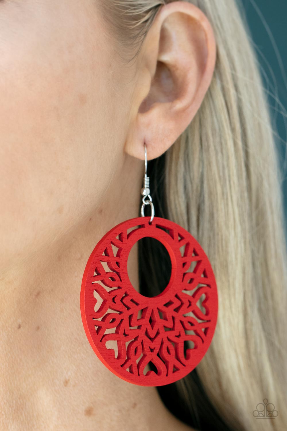 Tropical Reef - Red Wooden Earrings Paparazzi