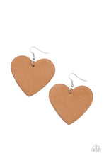 Load image into Gallery viewer, Country Crush - Brown Leather Heart Earrings Paparazzi
