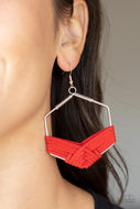 Suede Solstice - Red Leather Earrings Paparazzi