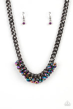 Load image into Gallery viewer, Galactic Knockout - Multi-Color Oil Spill Gunmetal Black Necklace Paparazzi
