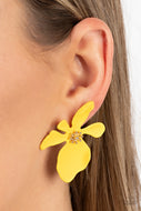 Hawaiian Heiress - Yellow Flower Stud Earrings Paparazzi