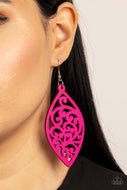 Coral Garden - Pink Wood Earrings Paparazzi