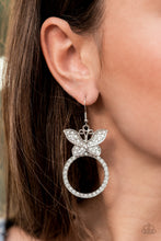 Load image into Gallery viewer, Paradise Found - White Buttefly Diamond Earrings Paparazzi
