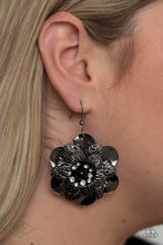 Load image into Gallery viewer, Midnight Garden Black Diamond Flower Earrings Paparazzi
