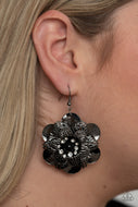 Midnight Garden Black Diamond Flower Earrings Paparazzi