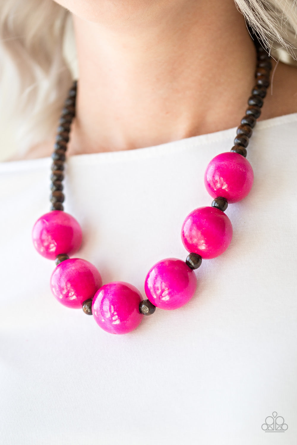 Oh My Miami Pink Wood Necklace Paparazzi