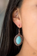 Aztec Horizons Copper Blue Crackle Earrings Paparazzi