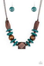 Load image into Gallery viewer, Pacific Paradise - Blue Wooden Necklace
