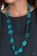 Waikiki Winds - Blue Wooden Necklace Paparazzi