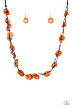 Load image into Gallery viewer, Waikiki Winds - Orange Wooden Necklace Paparazzi
