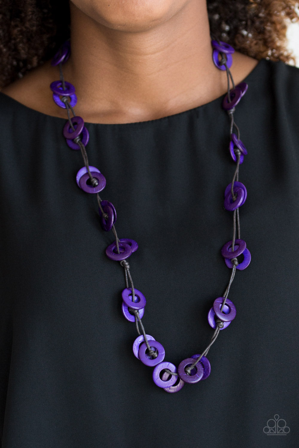 Waikiki Winds - Purple Wooden Necklace Paparazzi