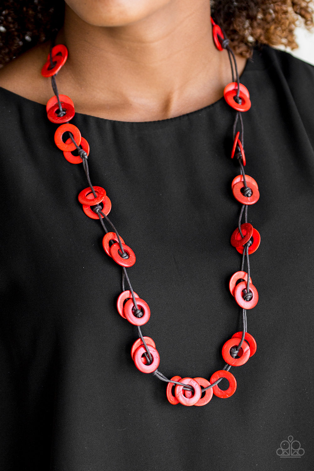 Waikiki Winds - Red Wooden Necklace Paparazzi