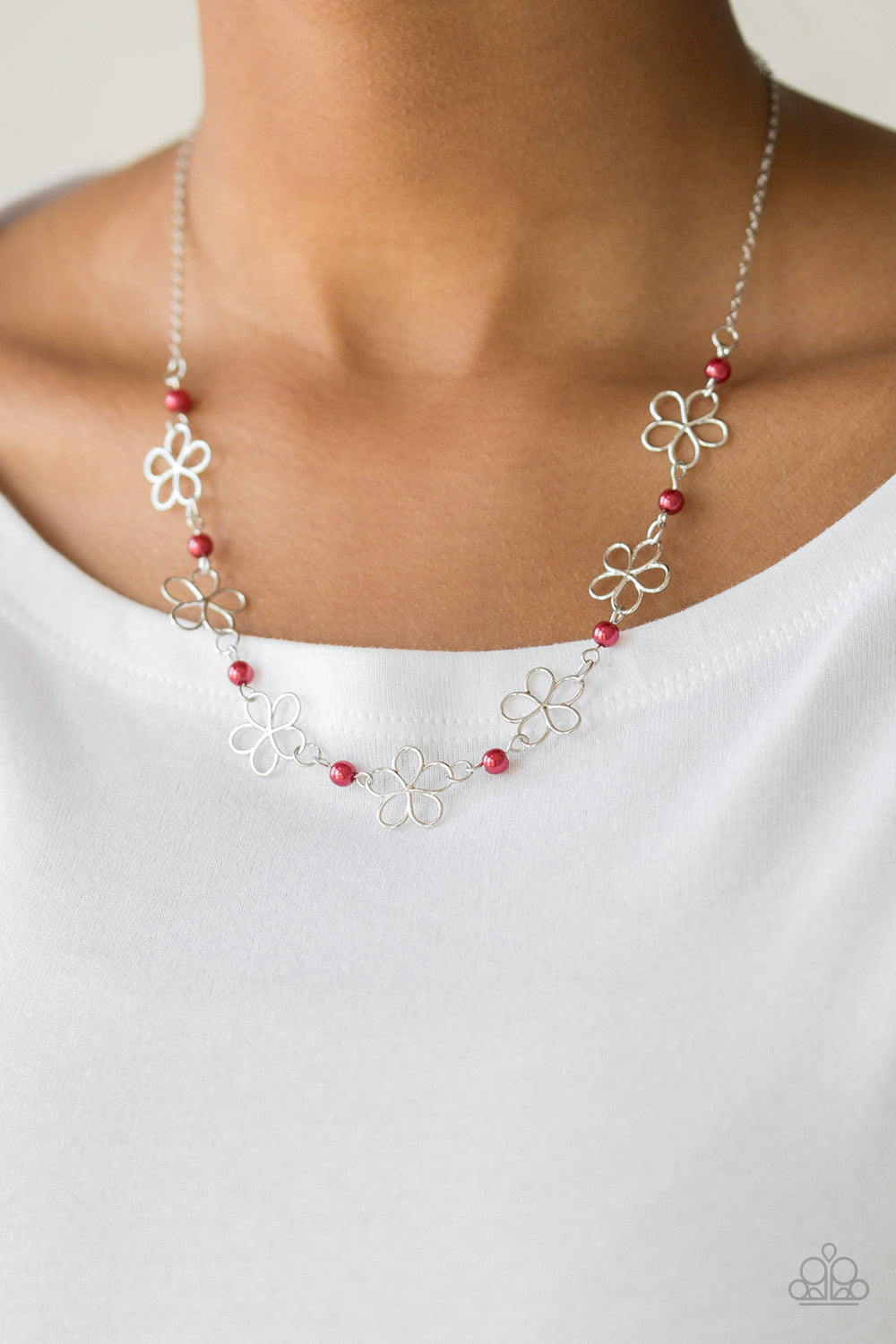 Always Abloom - Red Flower Silver Necklace - Shine With Aloha, LLC