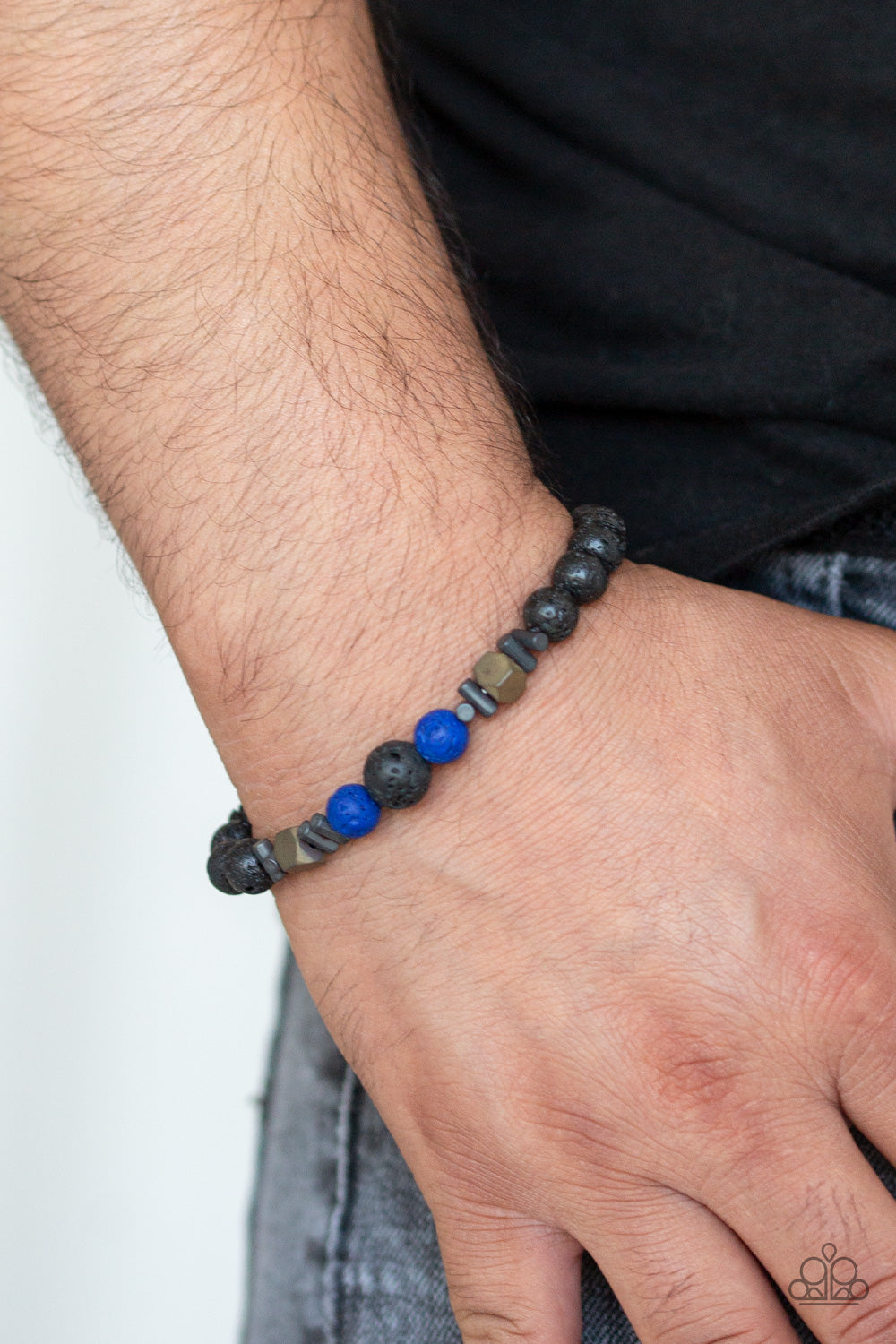 Empowered - Blue Lava Bead Stretchy Urban Bracelet - Shine With Aloha, LLC