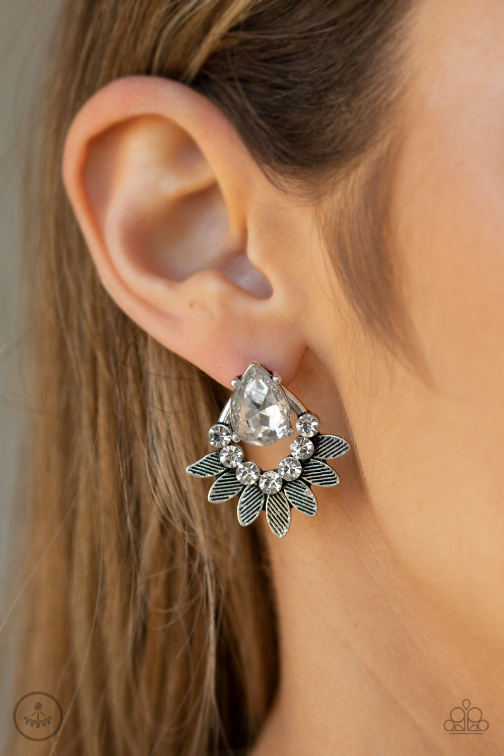 Crystal Canopy - White Jacket Stud Earrings - Shine With Aloha, LLC