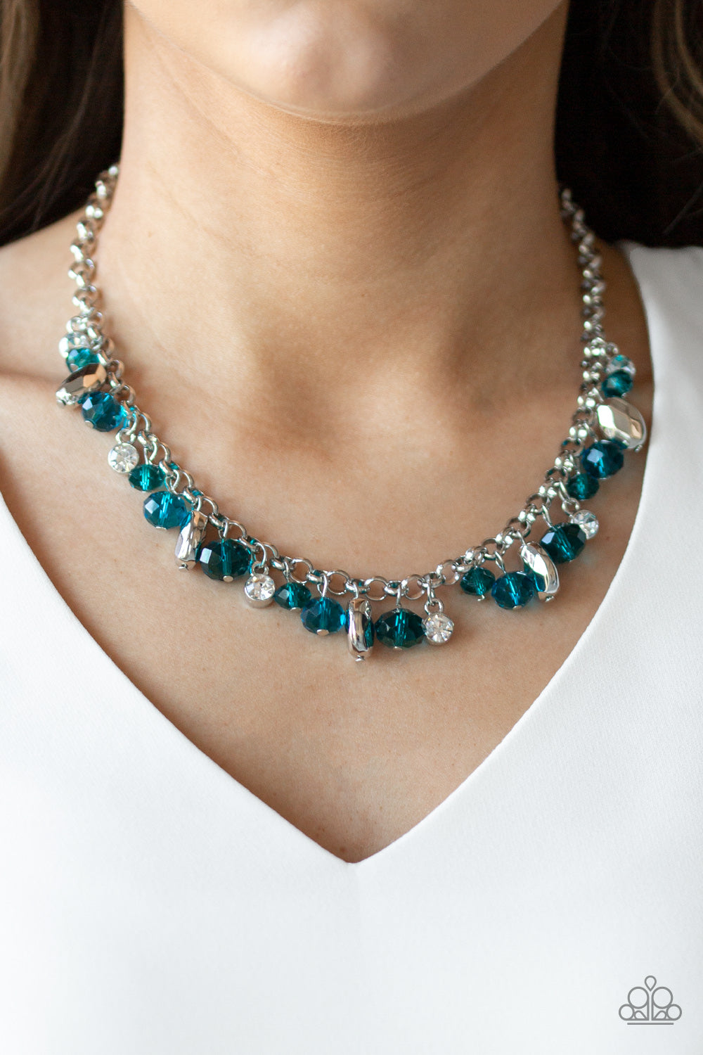 Downstage Dazzle - Blue Silver Necklace - Shine With Aloha, LLC