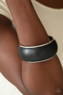 Urban Jungle - Black Bangle Leather Silver Bracelet
