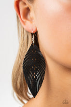 Load image into Gallery viewer, Wherever The Wind Takes Me - Black Leather Earrings
