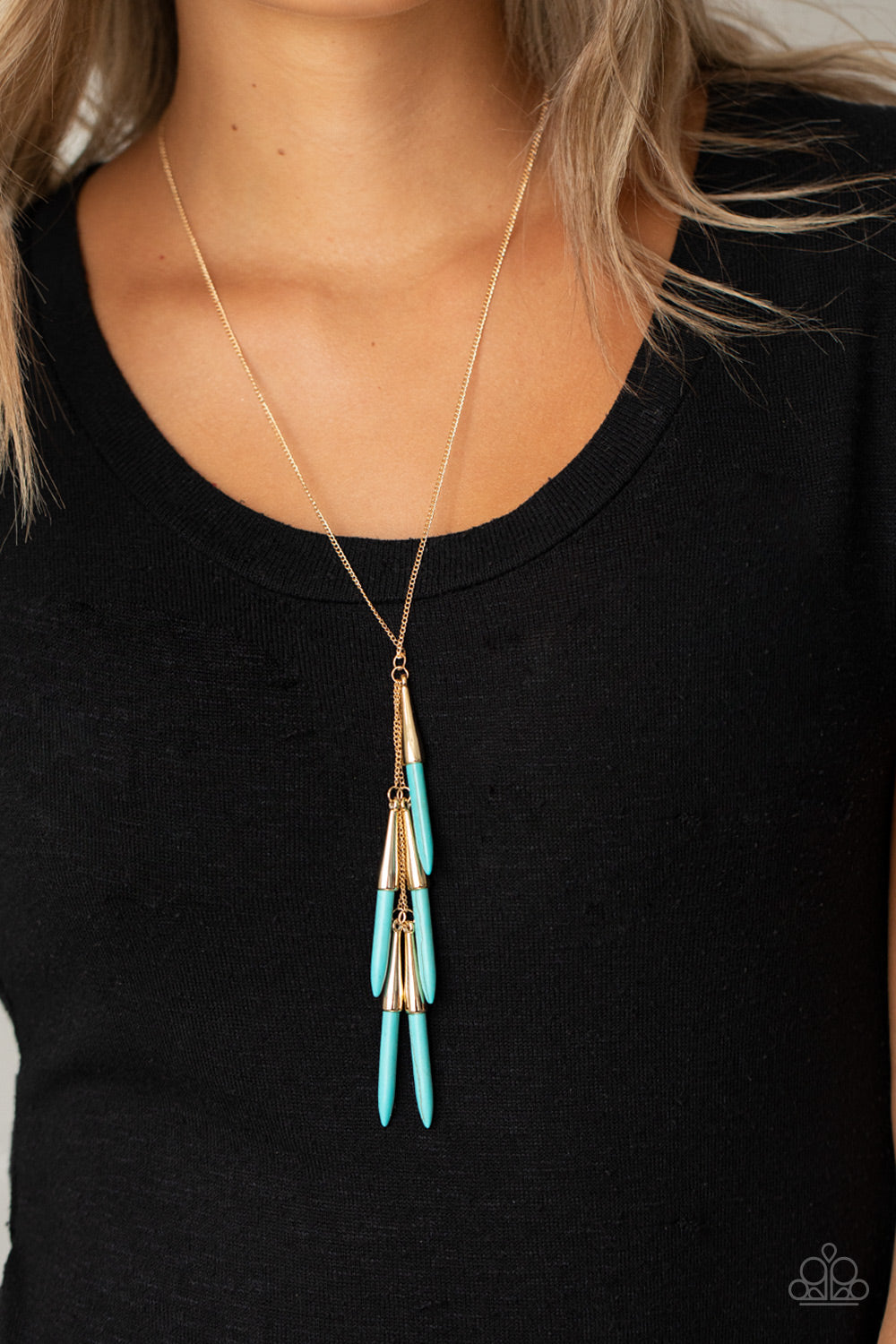 Primitive and Proper - Blue Crackle and Gold Necklace
