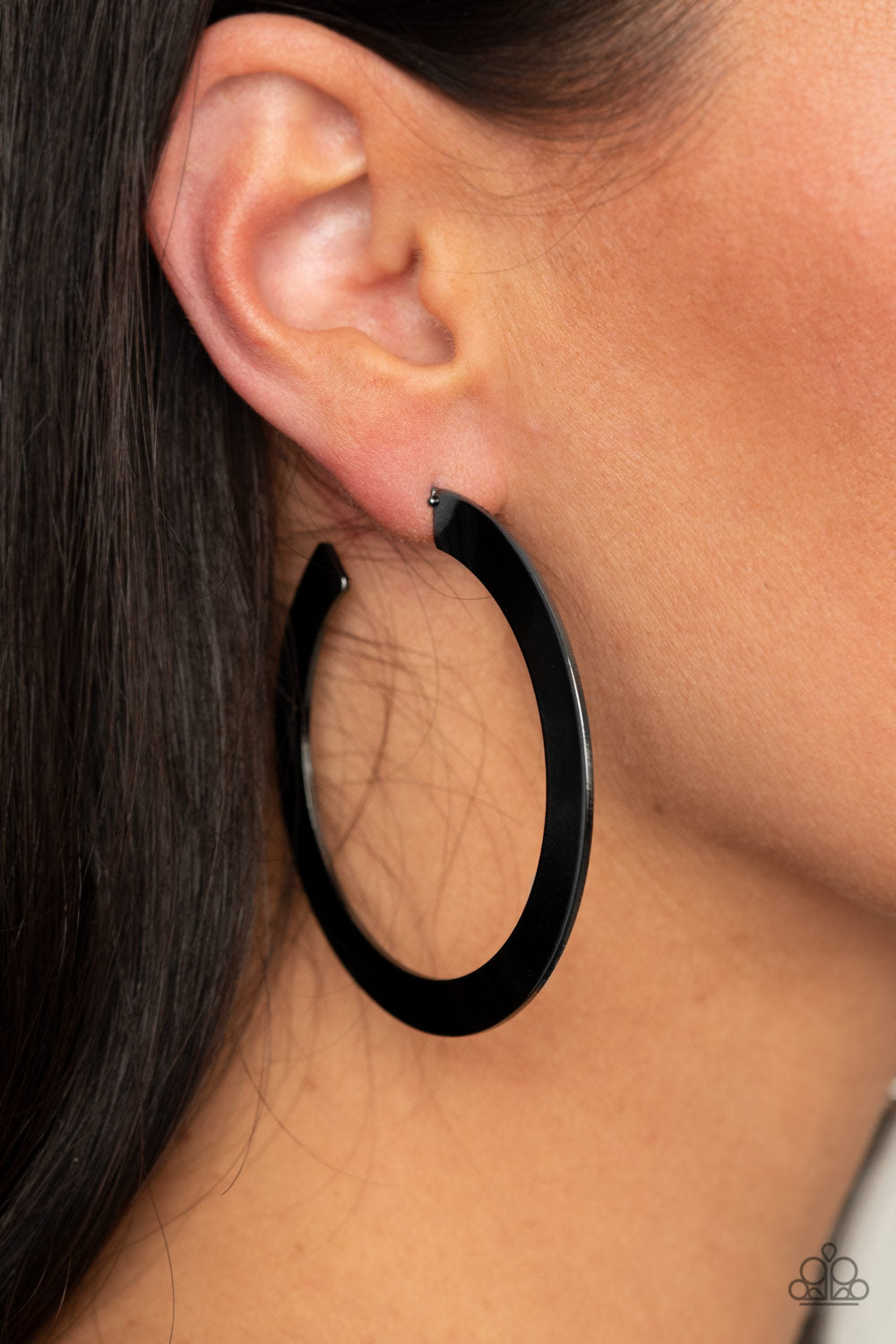 The Inside Track Black Hoop Earrings Paparazzi
