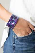 Load image into Gallery viewer, Freestyle Fashion - Purple Acrylic Cuff Bracelet
