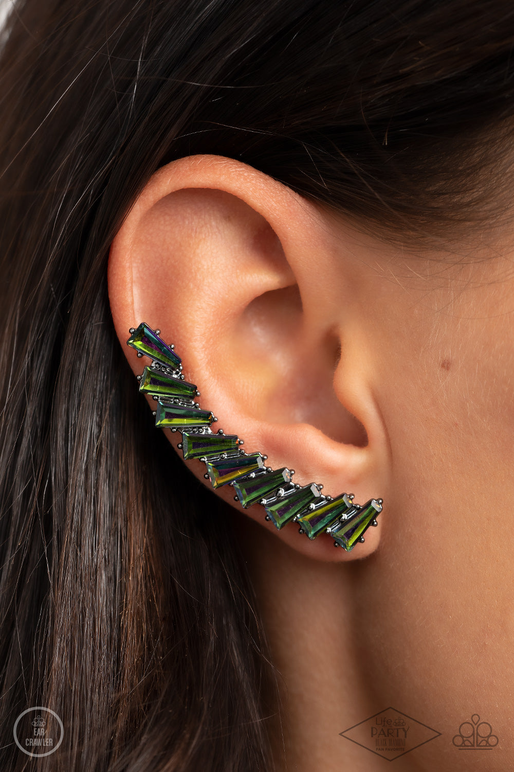 I Think Ice Can - Multi-Color Oil Spill Ear Crawler Earrings Paparazzi