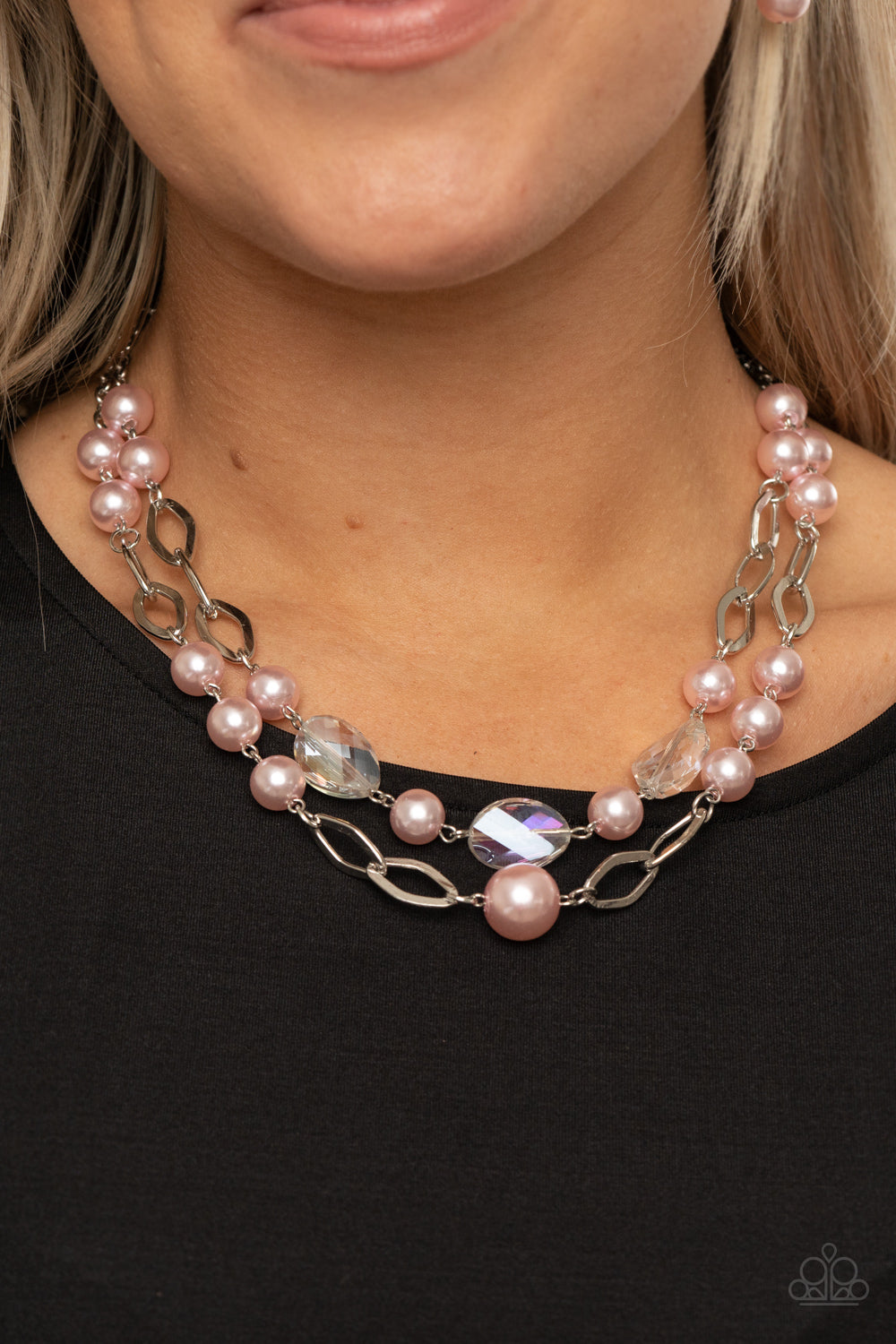 Fluent In Affluence - Pink Pearl and Silver Necklace