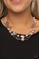 Fluent In Affluence - Pink Pearl and Silver Necklace