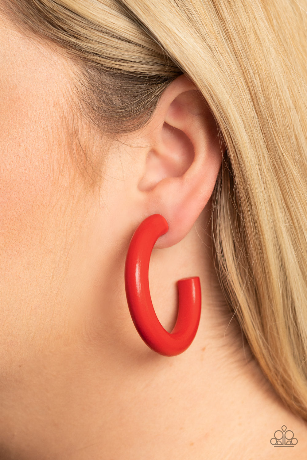 Woodsy Wonder - Red Wooden Hoop Earrings
