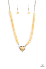 Load image into Gallery viewer, Country Sweetheart - Yellow Crackle Heart Necklace Paparazzi
