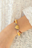 Charmingly Country - Yellow Crackle Bracelet Paparazzi