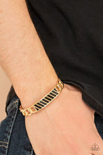 Load image into Gallery viewer, Keep Your Guard Up - Gold Cuff Men&#39;s Bracelet Paparazzi
