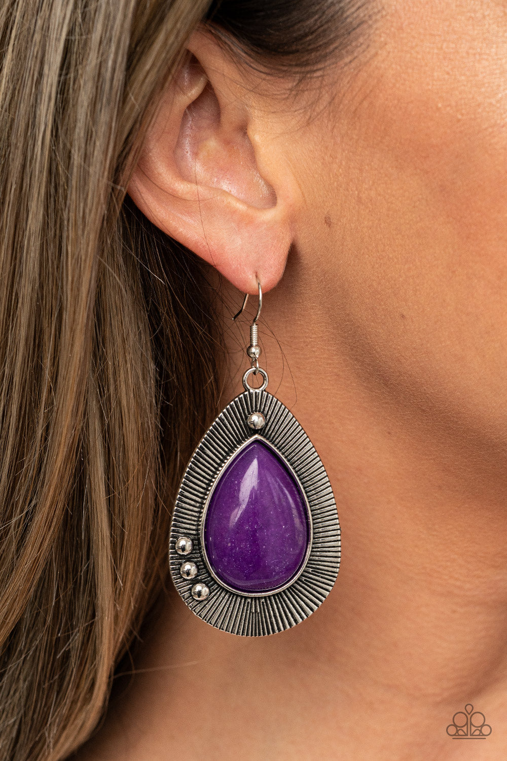 Western Fantasy - Purple Silver Earrings Paparazzi