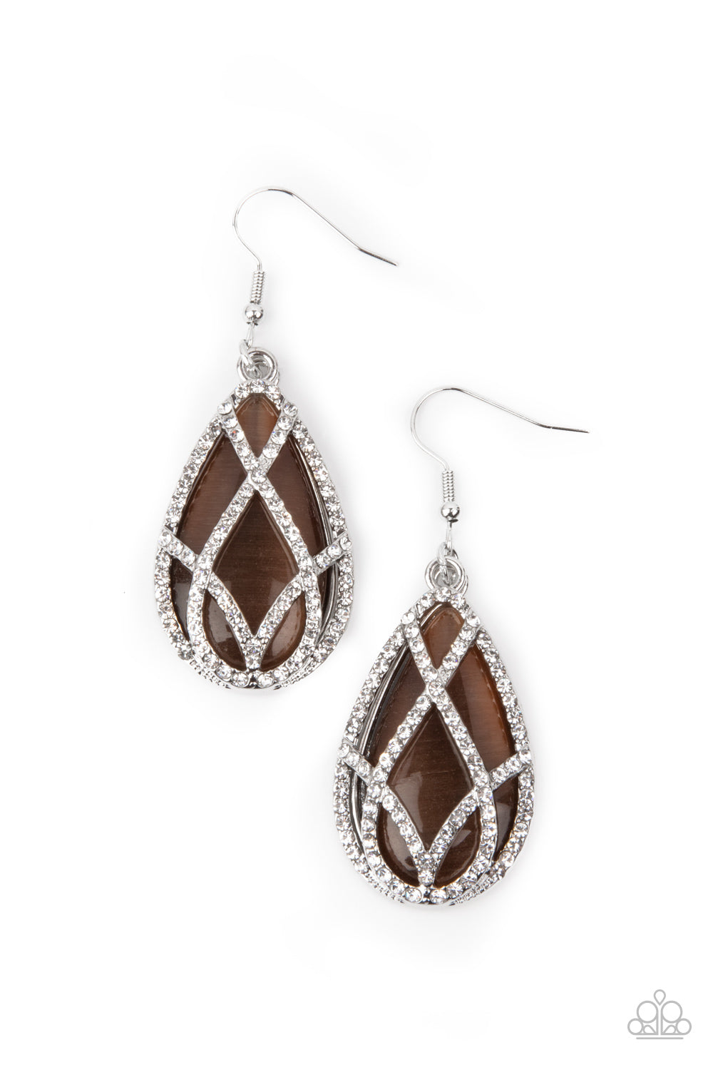 Crawling With Couture - Brown Moonstone Earrings - Paparazzi