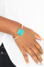 Load image into Gallery viewer, Turning a CORNERSTONE - Gold Blue Crackle Hook Bracelet
