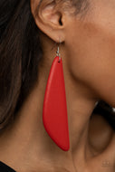 Scuba Dream - Red Wood Earrings Paparazzi
