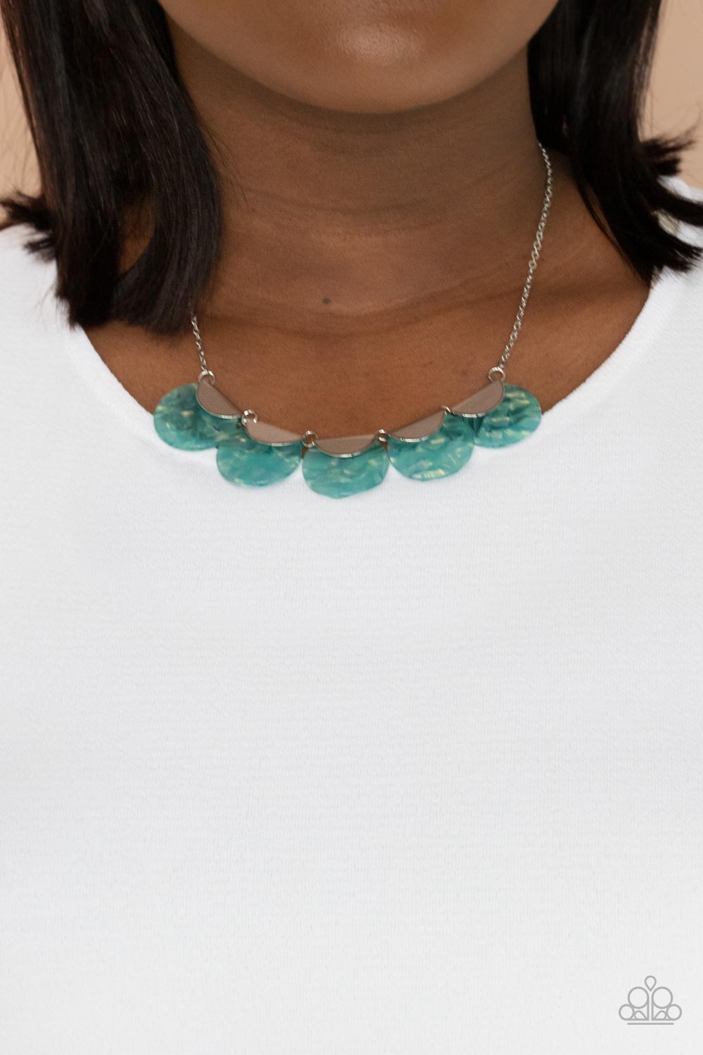 Mermaid Oasis - Blue Shell Necklace Paparazzi