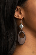 Retro Reveal - Brown Wood Earrings Paparazzi