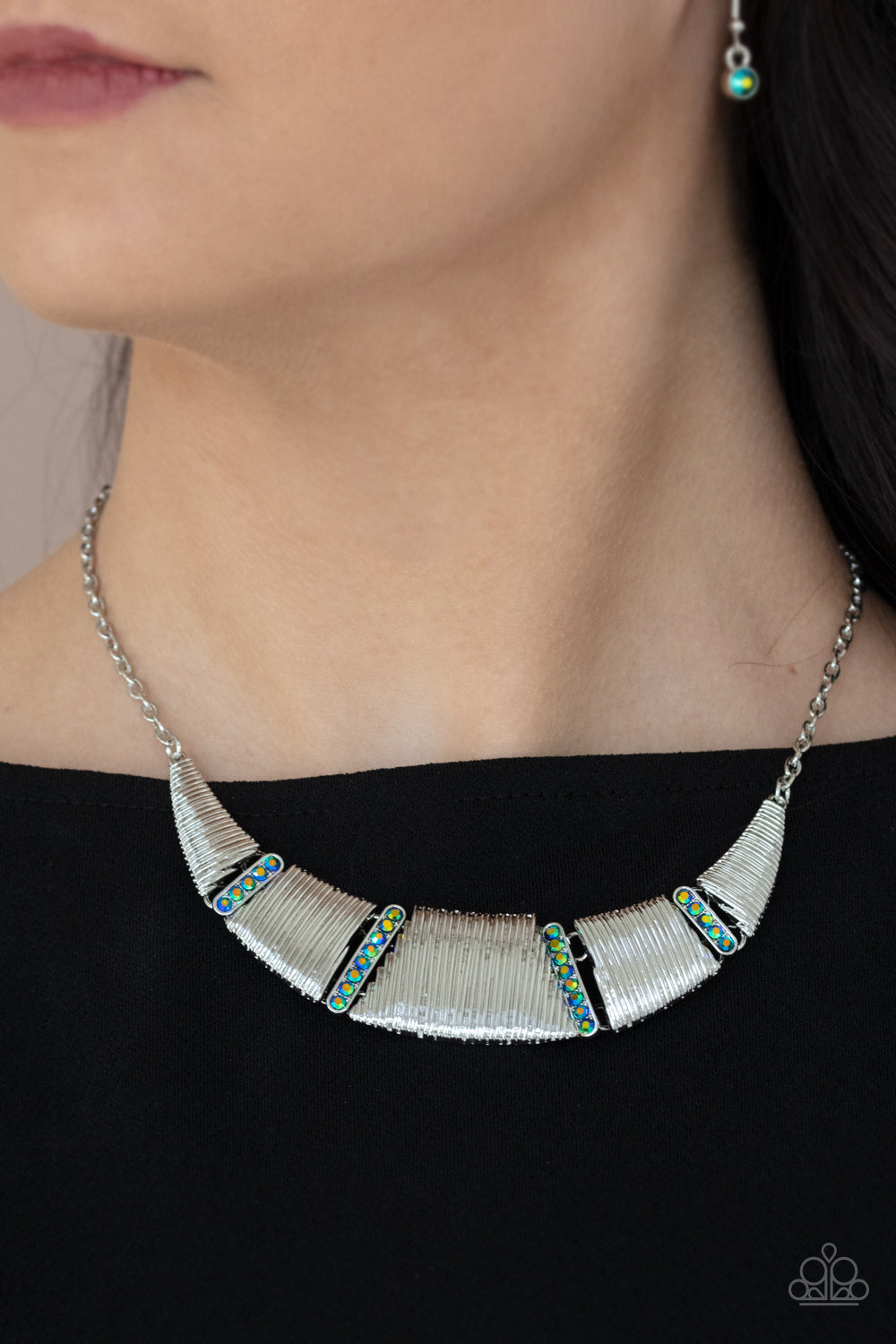 Going Through Phases - Multi-Color Oil Spill Iridescent Necklace Paparazzi