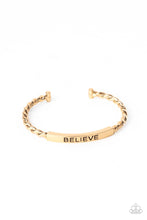 Load image into Gallery viewer, Keep Calm and Believe - Gold Inspirational Cuff Bracelet Paparazzi

