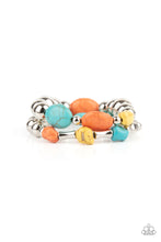 Load image into Gallery viewer, Authentically Artisan - Multi-Color Orange &amp; Blue Crackle Stretchy Bracelet Paparazzi
