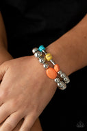 Authentically Artisan - Multi-Color Orange & Blue Crackle Stretchy Bracelet Paparazzi