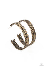 Load image into Gallery viewer, Laurel Gardens - Brass Feather Hoop Earrings
