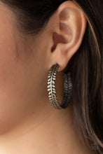 Load image into Gallery viewer, Laurel Gardens - Brass Feather Hoop Earrings
