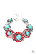 Bodaciously Badlands - Red Blue Orange Crackle Bracelets Paparazzi